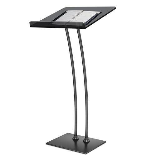 Atril de acrílico con fondo estable de hierro, púlpitos para iglesias con encimera acrílica de 10 mm de grosor, púlpito multifunción para aula moderna, conciertos, bodas, conferencias y eventos