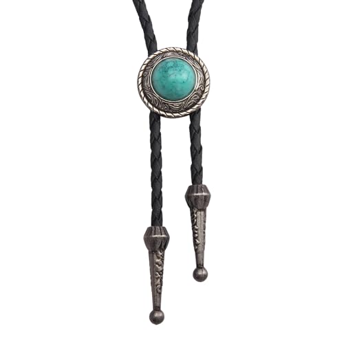 Image of Jeilwiy Bolo Tie for Men Western Cowboy Tie Necklace Gold Bolo Tie Leather Necktie Halloween Tie Accessories for Women