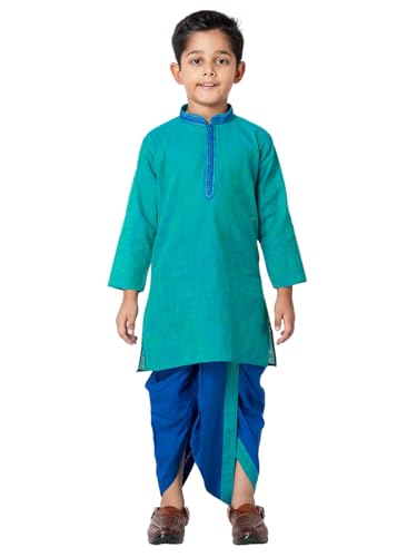 Image of Boys Ethnic Kurta & Elastic Waist Dhoti Set