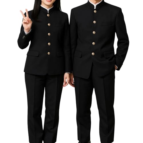 [CosMisty] 学ラン 男装 コスプレ 制服 学生 衣装 男子 男装 仮装 学校 高校生 応援団 学生服 ユニセックス コスチューム 上下セット (M)