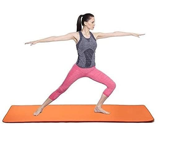 Image of Yoga Mats for Women and Men NBR Material with Carrying Strap, Extra Thick Exercise Mats for Workout Yoga Mat for Women for Workout, Yoga, Fitness, Exercise Mat Anti Slip Yoga Mats (4mm) (Orange)