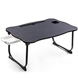 🔶MATERIAL DE ALTA CALIDAD: Este escritorio está hecho de MDF, tablero de partículas de madera maciza, seguro y respetuoso con el medio ambiente. Las piernas lapdesk están hechos de tubo de aleación de aluminio, suave, no es fácil de estirar, resistente a los arañazos.