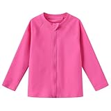 Ubestyle Baby Boys and Girls UPF 50+ Long Sleeve Zip Rash Guard Toddler Swim Shirt Top Quick Dry Sun Protection (UBT4001PINK2T)