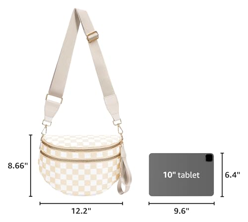 Image of hibear Checkered Crossbody Bag Spacious Bum Bags for Women Nylon Crossbody Fanny Packs Checkered Purse Belt Wallet