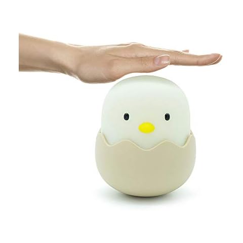 PEIQI LED Night Light Emotional Silicone Charging Smart Sensor Child Bedside Light Egg Shell Small Table Lamp for Birthday Gifts,White Cover