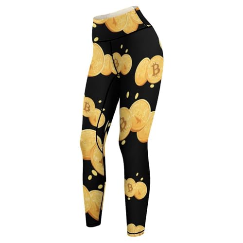 Bitcoin Gloden Women's High Waisted Yoga Leggings Soft Tummy Control Pants for Running Gym Daily - Image 5