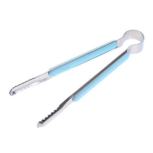 SANGEMAMA Blue, L Stainless Steel Kitchen Tongs Cooking Forceps BBQ