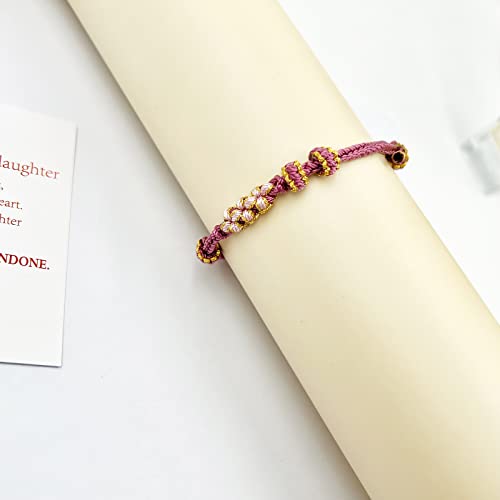 Image of To My Granddaughter Bracelet from Grandmom Granddaughter Bracelet from Nana inchA Link That Can Never Be Undone inch Peach Blossom Bracelet Braided Bracelet to Granddaughter Present for Granddaughter
