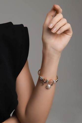 Image of Pink Zircon Moon and Sun Charm Bracelet