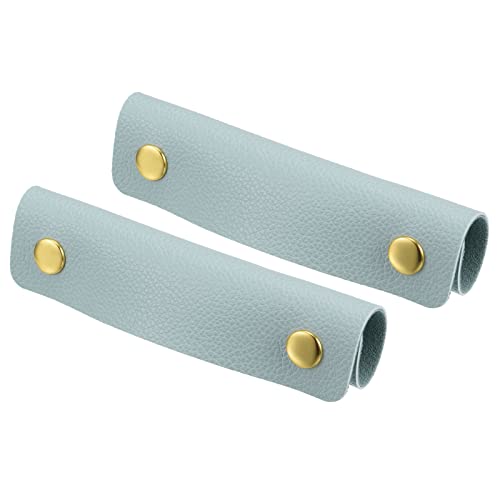 PATIKIL Luggage Handle Wrap, 2 Pack PU Handbag Grip Cover Protector Identifier with Clasp for Suitcase Grocery Shopping Bag Light Blue