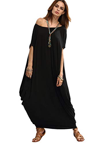 Verdusa Women's Caftan Harem Boat Neck Dolman Sleeve Oversized Maxi Dress Moo Moos3