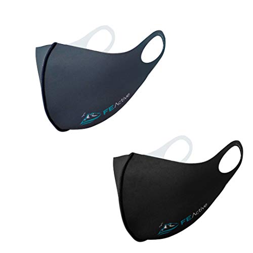 FE Active Masque Faciaux pour Adultes - Fabriqué aux États-Unis Masques Respirants, Lavables et Réutilisables pour les Sports. Tissu Léger, Doux, Protection de Bouche & Nez Paquet de 2 (Adult Regular) Cover