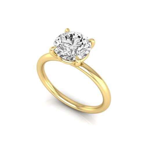 IGI Certified 2.00 Carat Round Cut Lab Grown Diamond (F, VVS2) 14K Gold Solitaire Engagement Ring for Women