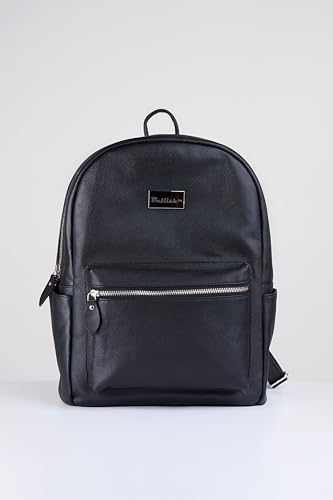 Image of Bellish Altair Genuine Leather Backpack | Black | Laptop Backpack for Men & Women | Spacious Office Travel Bag with Laptop Compartment | Durable Stylish Everyday Backpack