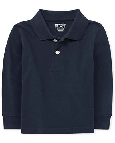 The Children's Place - Polo de piqué de Manga Larga para niños, Nautico Individual, 4 Años