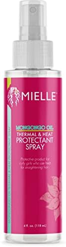Mielle Organics Mongongo Oil Thermal & Heat Protectant Spray, Protects Hair from Heat Damage, Intense Heat Defense, Curl Pattern Protection, Safe for All Hair Types, 4 Ounce