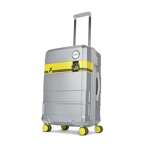 Skybags Whistle Podu Check-in Trolley Bag 68cm | Medium | Hard Luggage | Official CSK Edition 8-Wheel Suitcase | TSA Lock with Anti-Theft Zipper | Polycarbonate | 3 Years Warranty - Unisex (Silver)
