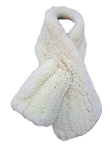 DTLDYG Echt Rex Kaninchenpelz Fischschwanz Schal L'90Handbuch Nackenwärme Windschutzscheibe Winter Damen (Beige) Cover