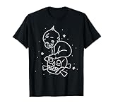 American Traditional Kewpie Doll and Skull Outline Tattoo T-Shirt