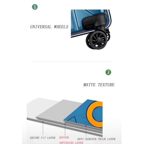 Reinforced Handle Suitcase, Lightweight and Convenient Four-Wheel Smooth Suitcase, Suitable for Business Trips and Travel,White-24 inches (Fantasy Black 20 inches)4