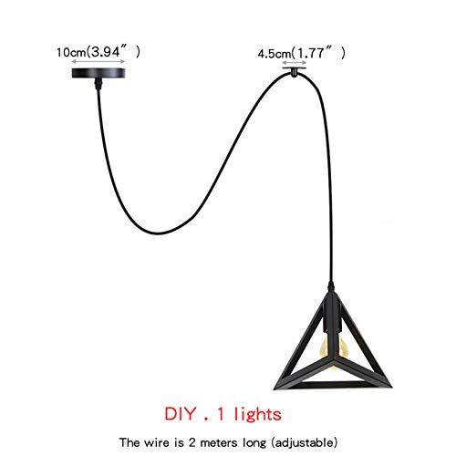 Lámpara de techo de metal triangular para corregir techos altos con cable negro ajustable 3