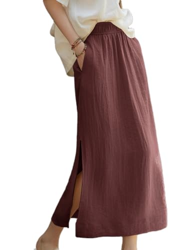 IDEALSANXUN Linen Skirts for Women Spring Summer Casual