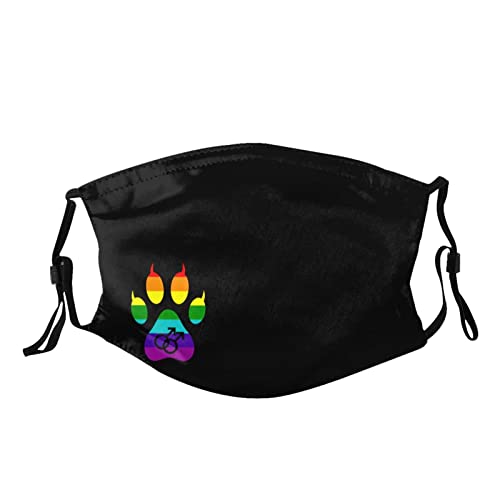 Gay Furry Pride Face Mask Washable Reusable Adults Breathable with 2 Filters Black