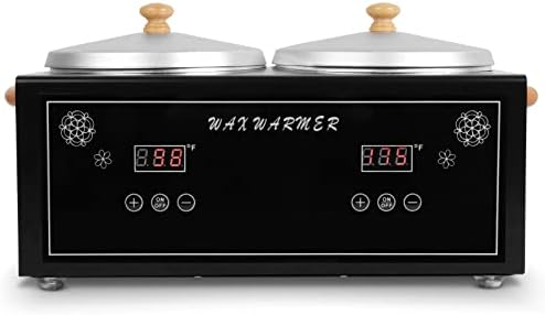 ChoJiah Double Wax Warmer Digital Display Professional for Hair Removal with Non-Stick Pot, Black