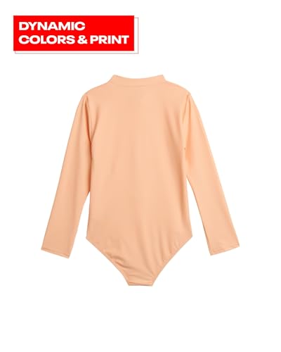Image of Reebok Girls' Rash Guard Bathing Suit - UPF 50+ Quarter Zip Long Sleeve One Piece Bathing Suit - Monokini for Girls (7-12)
