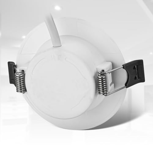 B.K.Licht – 6er Set LED Einbaustrahler 230V, LED Strahler für das Badezimmer Spritzwasserschutz IP44, Neutralweißes Licht, Deckenstrahler, Spots, Deckenspots flach, 85x25mm (DxH), Weiß