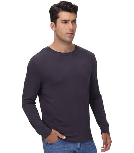 WiWi Pajama Top for Men Men's Lightweight Long Sleeve Tees Crewneck Sweatshirt Loungewear PJs Sleepwear Tees S-XXL