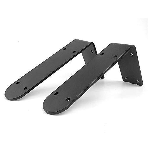 GMF Soportes para Estantes Flotantes, 195 X 100mm, 1 Par Escuadras para Estanterías Negras, Escuadra Pared Hierro, Carga 120kg, con Tornillos, 4 Tamaños