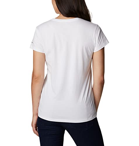 Columbia Women's Trek Short Sleeve Graphic Tee, White/Blocked Rainbow, X-Small #TOP1