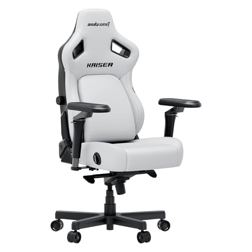 Image of Anda Seat Kaiser 4 Large Gaming Chair for Adults - Ergonomic White PVC Leather Gaming Seat with 6D Armrest, Comfortable Office Chair with Lumbar Support, Heavy Duty Wide Computer Seat