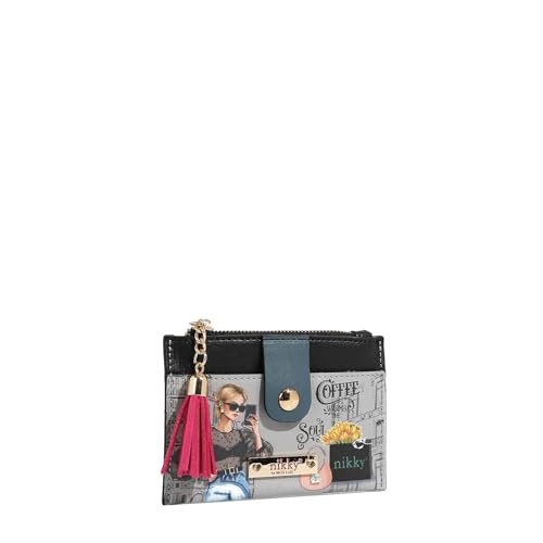 Nicole Lee NIKKY Zip Card Holder with ID Window, Vegan Leather (URBAN COFFEE DREAM)2