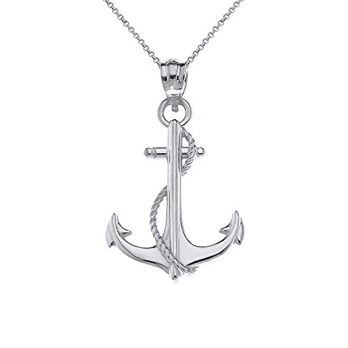 10k Anchor Nautical Rope Sailor Navy Charm Pendant Necklace