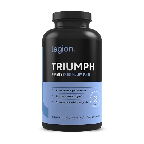 Legion Triumph Daily Sport Multivitamin Supplement - Vitamins and Minerals for Athletes Helps w/Mood, Stress, Immune System, Heart Health, Energy, Sports & Bodybuilding Workouts. 30 Svgs (Women's)