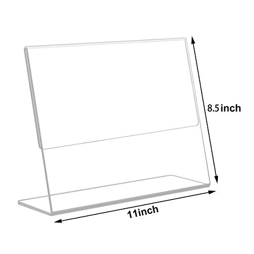 Hiimiei Acrylic Slant Sign Holder Horizontal 8.5X11 6 Pack, Plastic Table Menu Display Stand Holder Landscape, Plexi Single Ad Frame For Restaurants,Hotels,Stores #TOP1