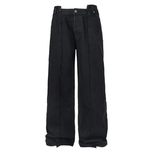 Men's Casual Trousers, Distressed Wash, Wide Leg Straight Pants, American High Street Style