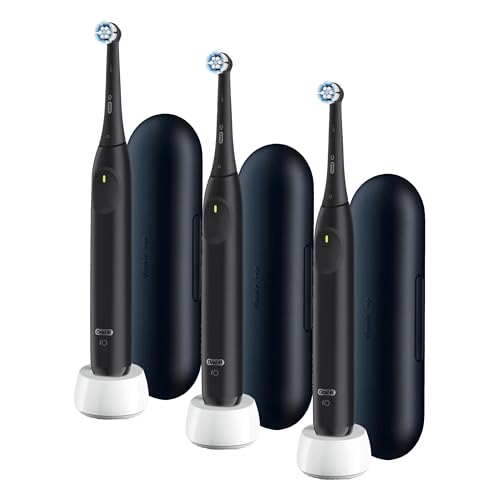 Image of Oral-B Rechargeable Electric Toothbrush, iO Limited Simple Clean, 3 Cleaning Modes, Automatic Pressure Sensor to Protect Gums, Travel Case, Night Black (Pack of 3)
