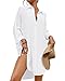 Tanmolo Damen Strandkleid Bikini Cover Up Sommer Strandbluse Strandhemd V-Ausschnitt Strandponcho Bademode Strand Vertuschen Shirt (Weiß,L) Sommer Bikini günstig Kaufen-Tanmolo Damen Strandkleid Bikini Cover Up Sommer Strandbluse Strandhemd V-Ausschnitt Strandponcho Bademode Strand Vertuschen Shirt (Weiß,L)
