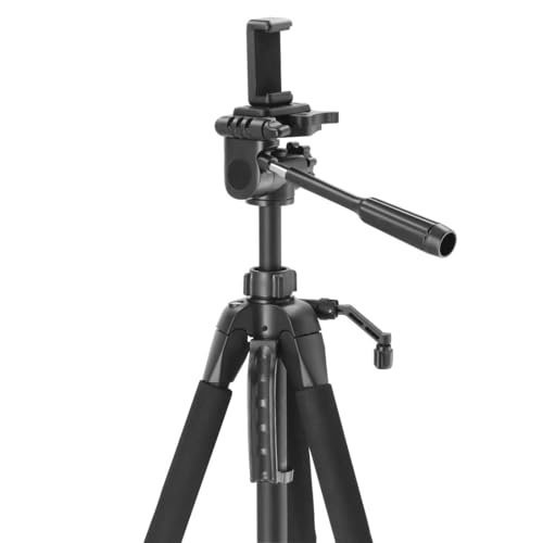 Hama Stativ Kamera Action 165 3D (Leichtes Fotostativ inkl. Handy-Halterung, Tripod mit 61-165cm H&ouml;he, Dreibeinstativ mit 3-Wege-Kopf, Spiegelreflexkamera Stativ f&uuml;r Canon/Nikon/Sony) schwarz