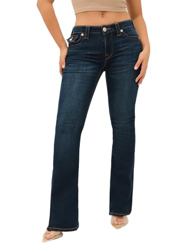 True Religion Jeans Women's Denim Joey Mid Rise Flare Flap Single Needle Stitching Pant3