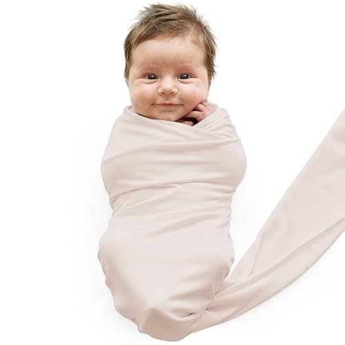 Image of Caden Lane Baby Swaddle & Receiving Blanket, Soft, Breathable & Temperature-Regulating Bamboo Viscose Fabric for Swaddling Newborns, Gender Neutral Infant Blanket for Boys & Girls, Pale Pink