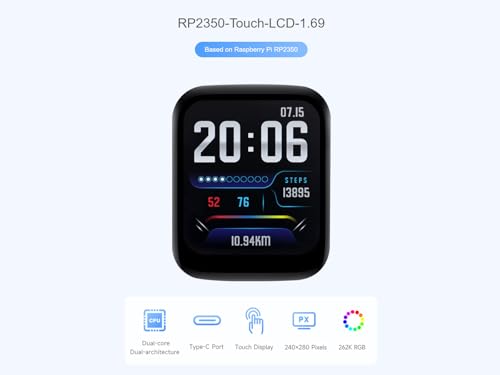 Placa MCU RP2350 con pantalla LCD para prototipos interactivos 2