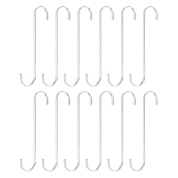 PATIKIL 7.9 Inch Flat S Hooks, 12 Pcs Metal S-Shape Closet Hanging Hooks Stainless Steel Hangers for Plants Bird Feeders Garden Kitchen Bathroom Wardrobe, Silver