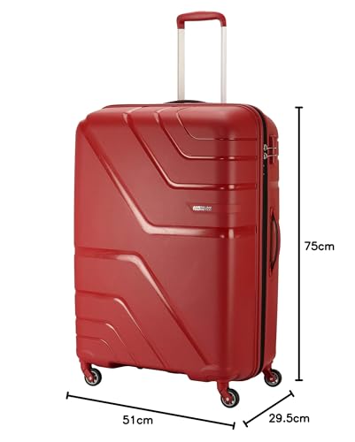 Image of American Tourister Polypropylene 8 Wheels Trolley Bag for Travel | Upland Spinner 79 Cms Hardsided Large Check-in Luggage Bag | Suitcase for Travel | Trolley Bag for Travelling, Formula Red