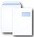 500 ex Grande enveloppe avec fenêtre pochette courrier A4 C4 papier kraft blanc 90g format 229 x 324 mm une enveloppe blanche avec fenêtre 50 x 100 mm fermeture bande adhésive autocollante siliconée