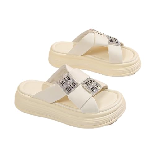 High heeled sandals Women's summer outdoor slippers fashionable rhinestone thick-soled versatile sandals