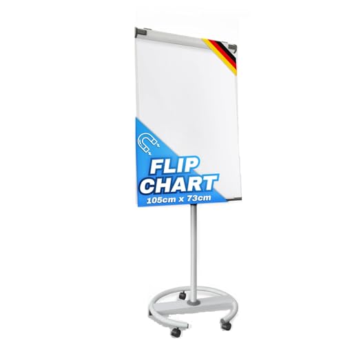 Master of Boards® Flipchart de diseño, móvil, soporte de papel plegable, pizarra blanca con soporte, ajustable
